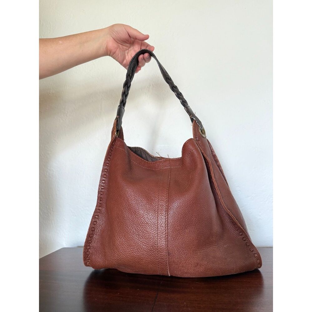 Lucky Brand Slouchy Brown Pebbled Leather Hobo Bag